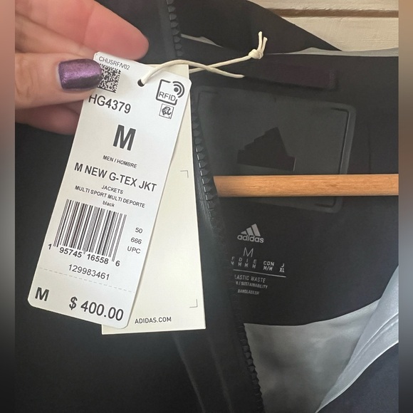 Adidas Gore-tex Rain Jacket Mens M Black NWT $400 - Picture 7 of 8
